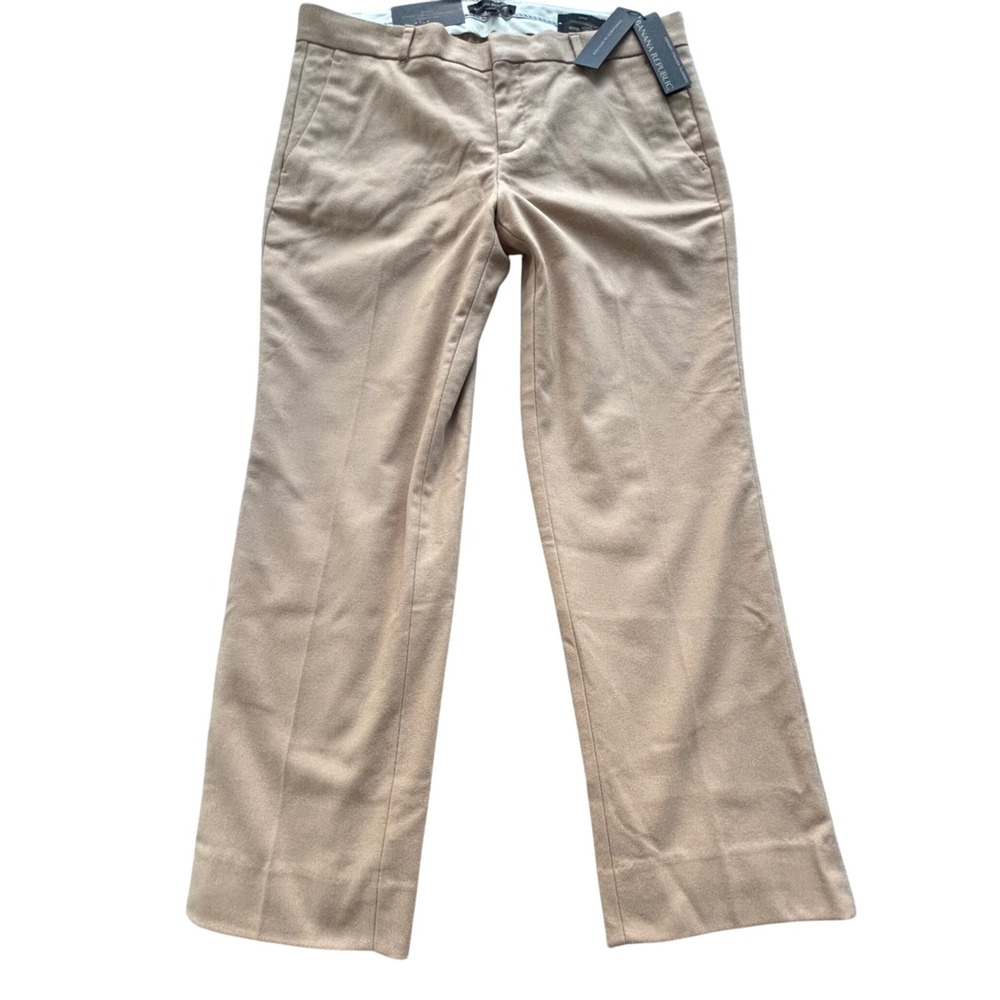 NWT Banana Republic Avery 10 Mid Rise Pants Tan Quiet Luxury Italian Flannel